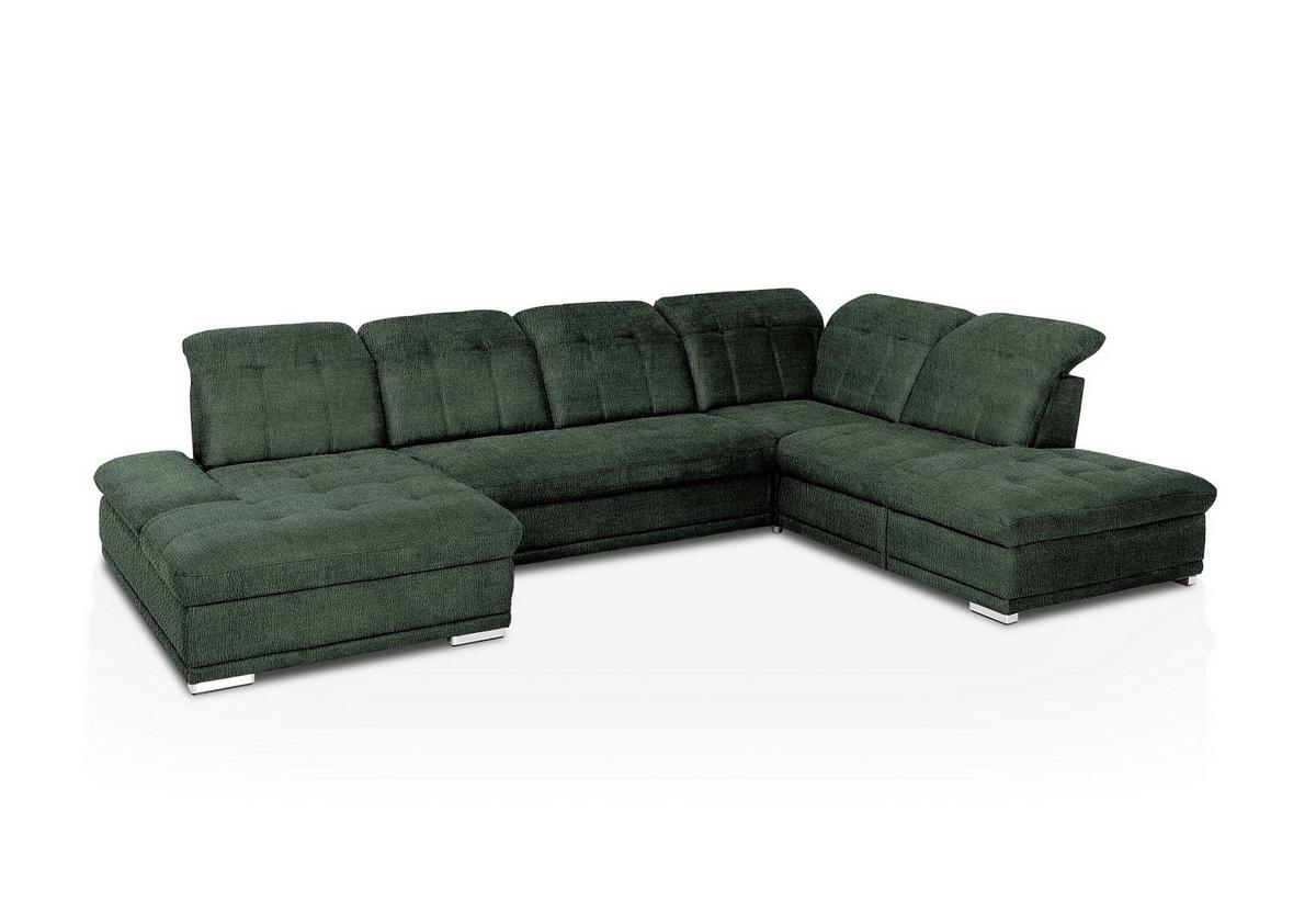 Sarokkanapé Holiday - sötétzöld, Modern, textil (386/86/265cm) - Premium Living