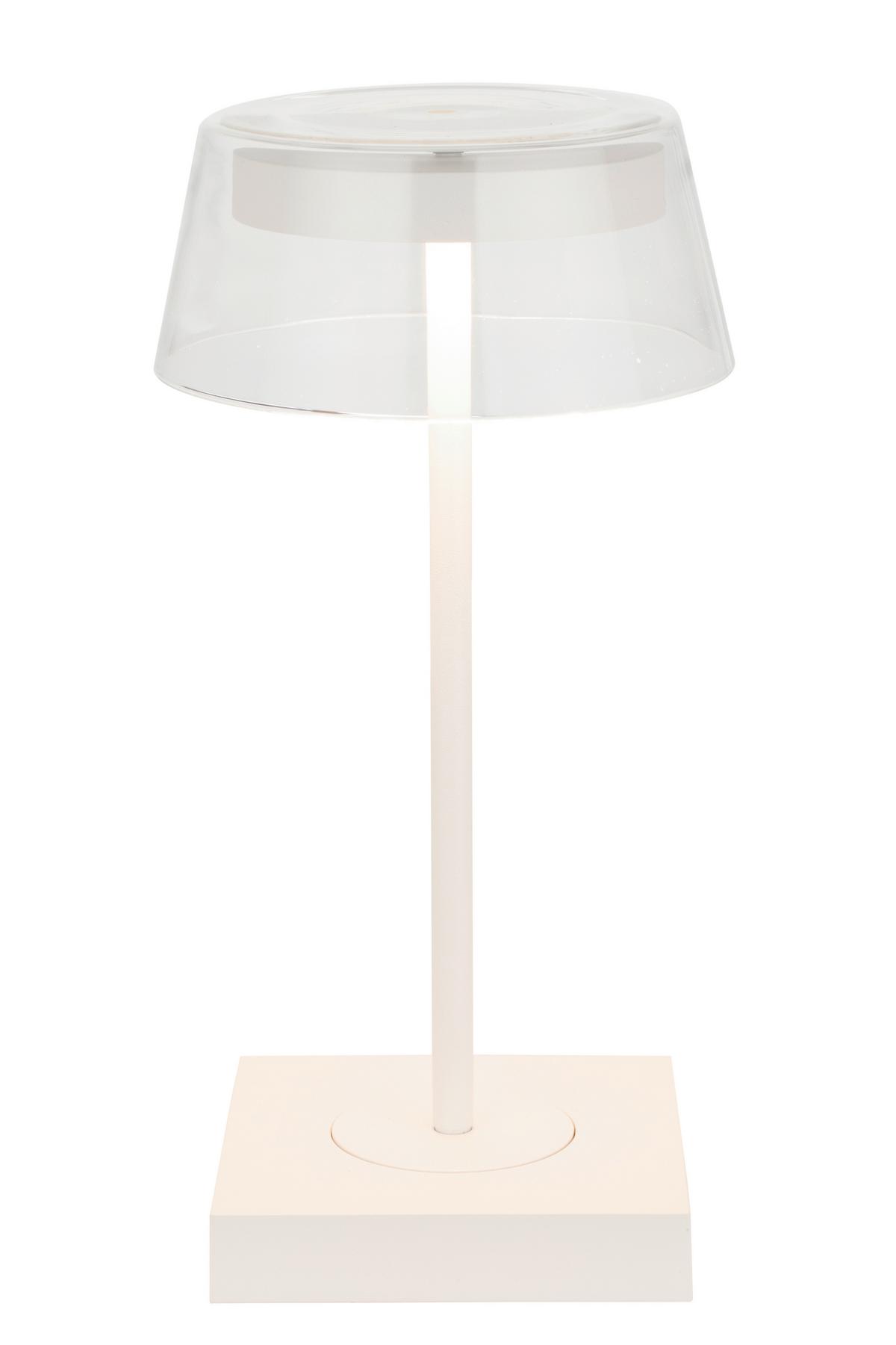 LAMPA STOŁOWA Z AKUMULATOREM CLEAR - biały, Design, metal/szkło (13,7/27cm) - Dieter Knoll