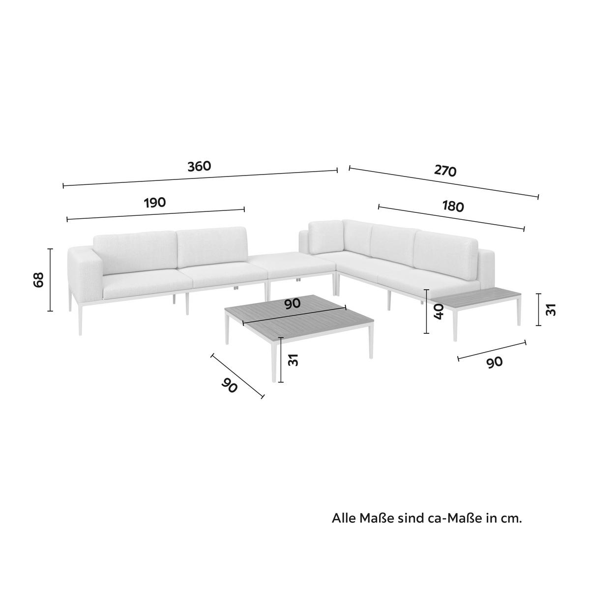 Lounge Garnitura Anna, Krem - krem barve/naravne barve, Moderno, kovina/umetna masa (270/68/90cm) - Bessagi Garden