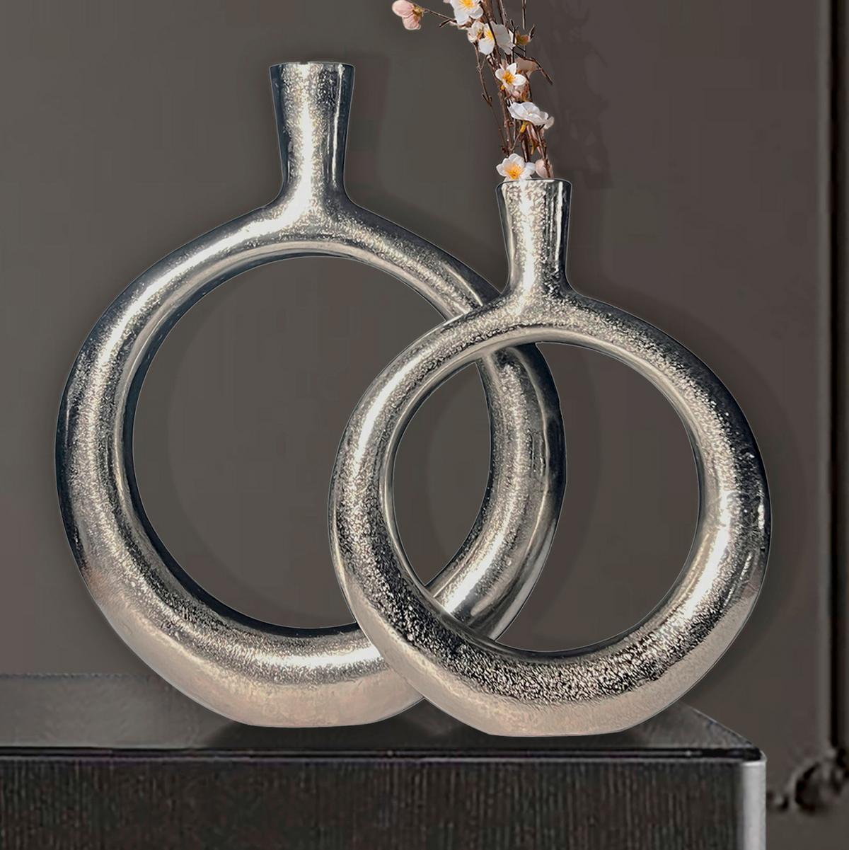 DEKOVASE DEKOVASE 2ER SET SILBER - Silberfarben, Design, Metall (35/45/7cm) - Livetastic