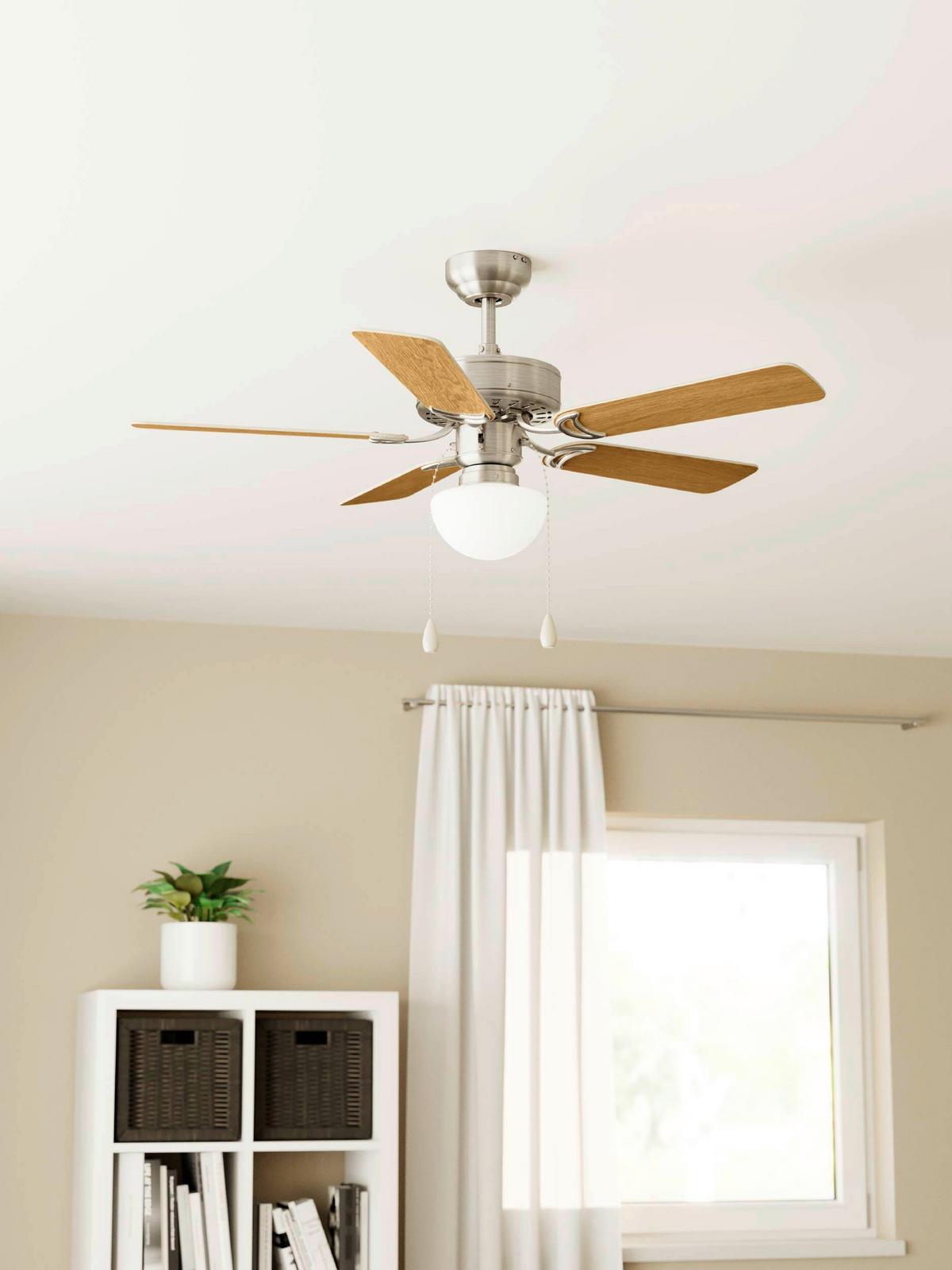 Deckenventilator Cadiz Naturfarben max. 40 Watt - Silberfarben/Naturfarben, Basics, Holz/Metall (106,6/106,6/46,1cm) - Eglo