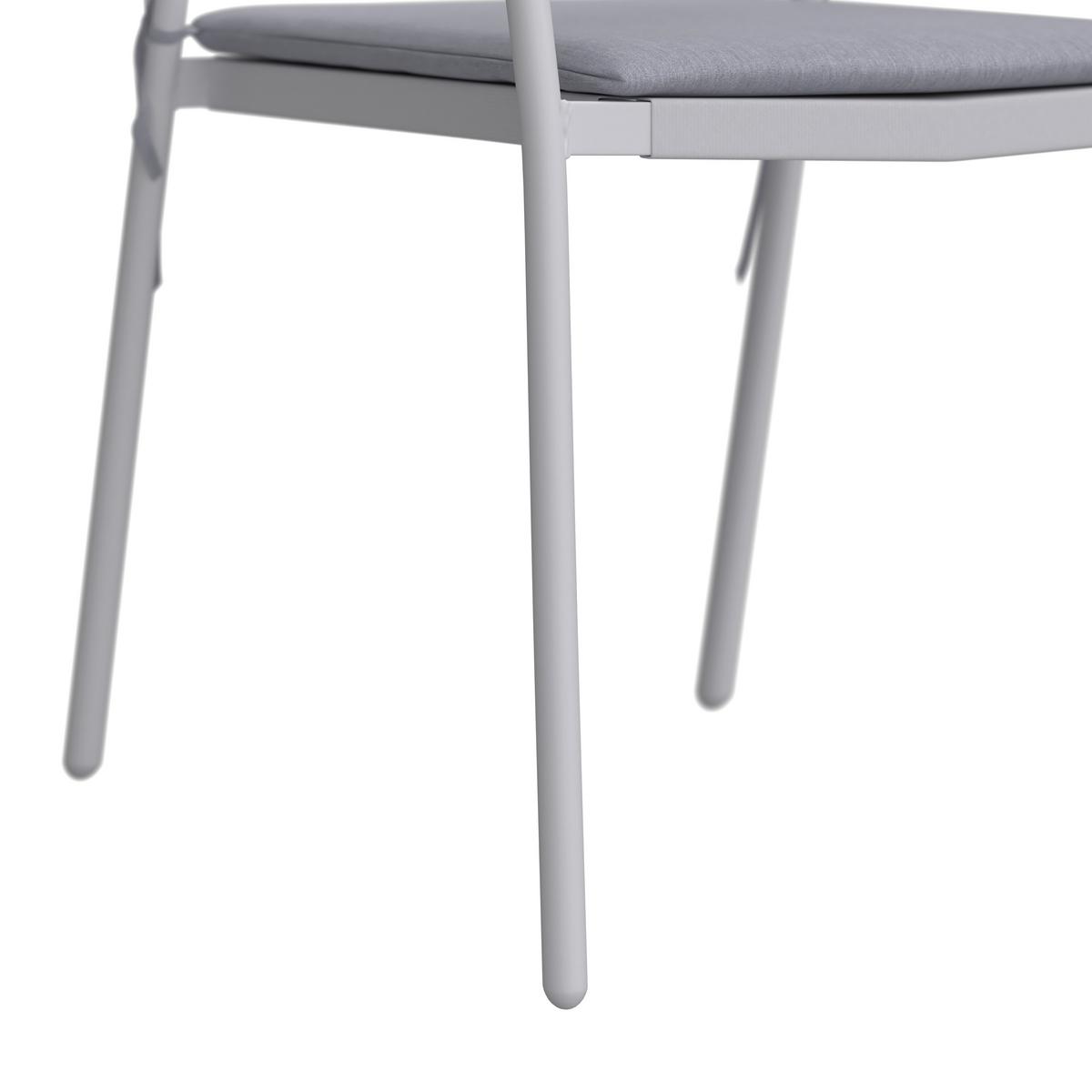 Gartengarnitur Carina Weiß/ Grau Metall/Polywood/Textilene - Dunkelgrau/Hellgrau, MODERN, Kunststoff/Textil (150/90/73cm) - Bessagi Garden