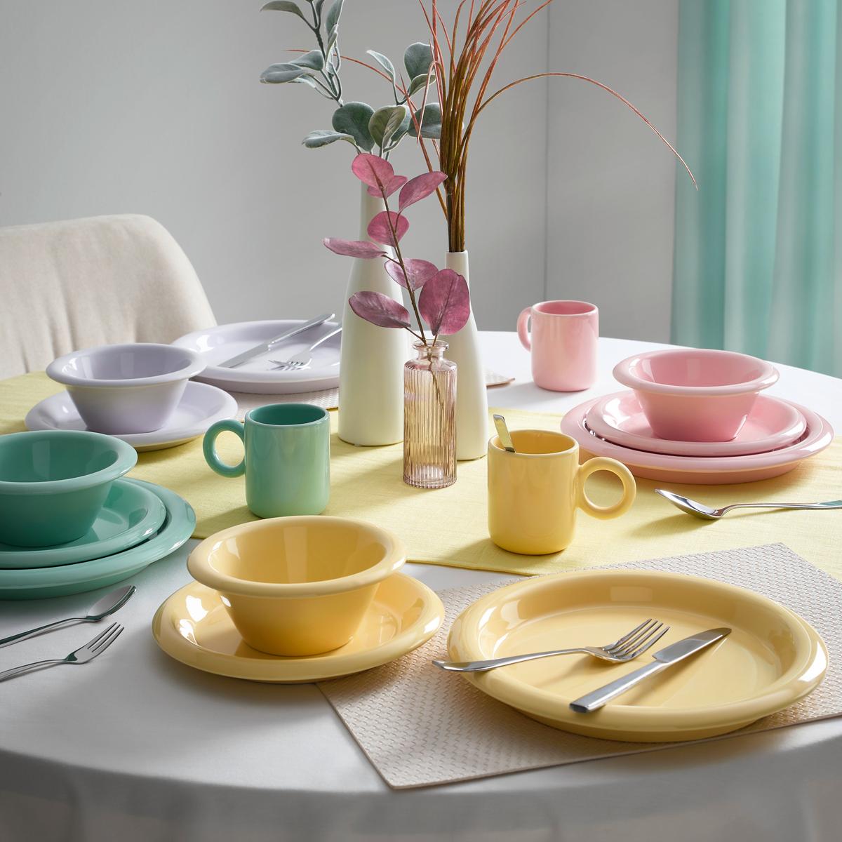 Kombiservice Candy Pastelfarben, 16-teilig - Gelb/Rot, LIFESTYLE, Keramik - Mömax