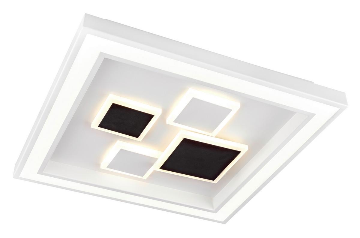 LED-Deckenleuchte Nolo max. 50 Watt - Opal/Weiß, Design, Kunststoff/Metall (48/48/7cm) - Globo
