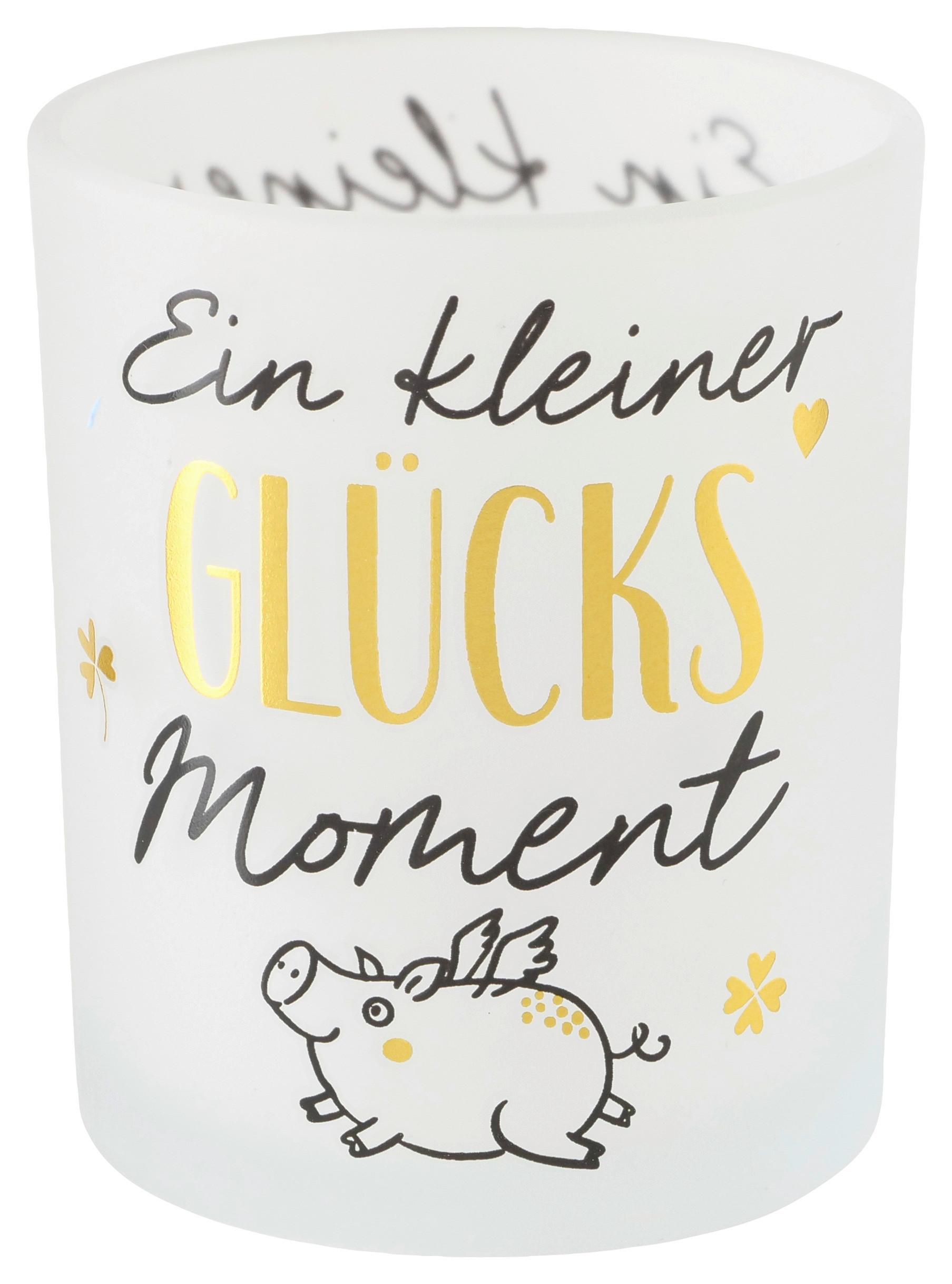 Windlicht Lucky I diverse Designs - Goldfarben/Schwarz, KONVENTIONELL, Glas (7,0/8,3cm) - Mömax