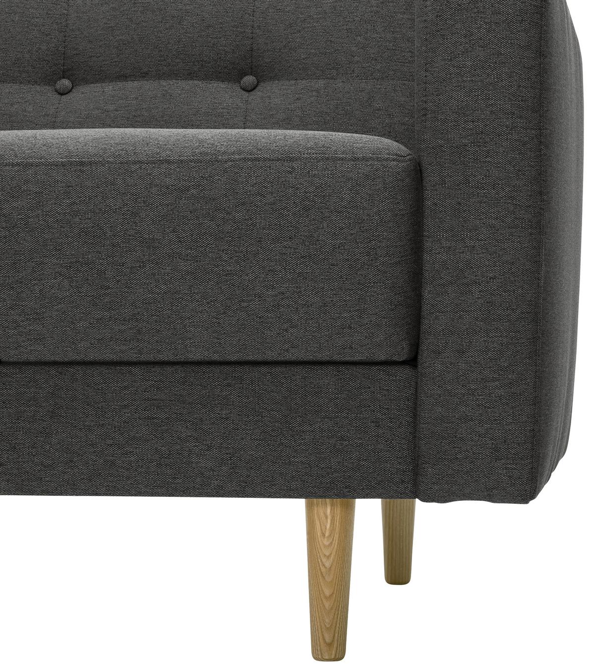 3-Sitzer-Sofa Jasmin Anthrazit Flachgewebe mit Schlaffunktion - Anthrazit/Eschefarben, MODERN, Holz/Textil (224/81/83cm) - Max Winzer