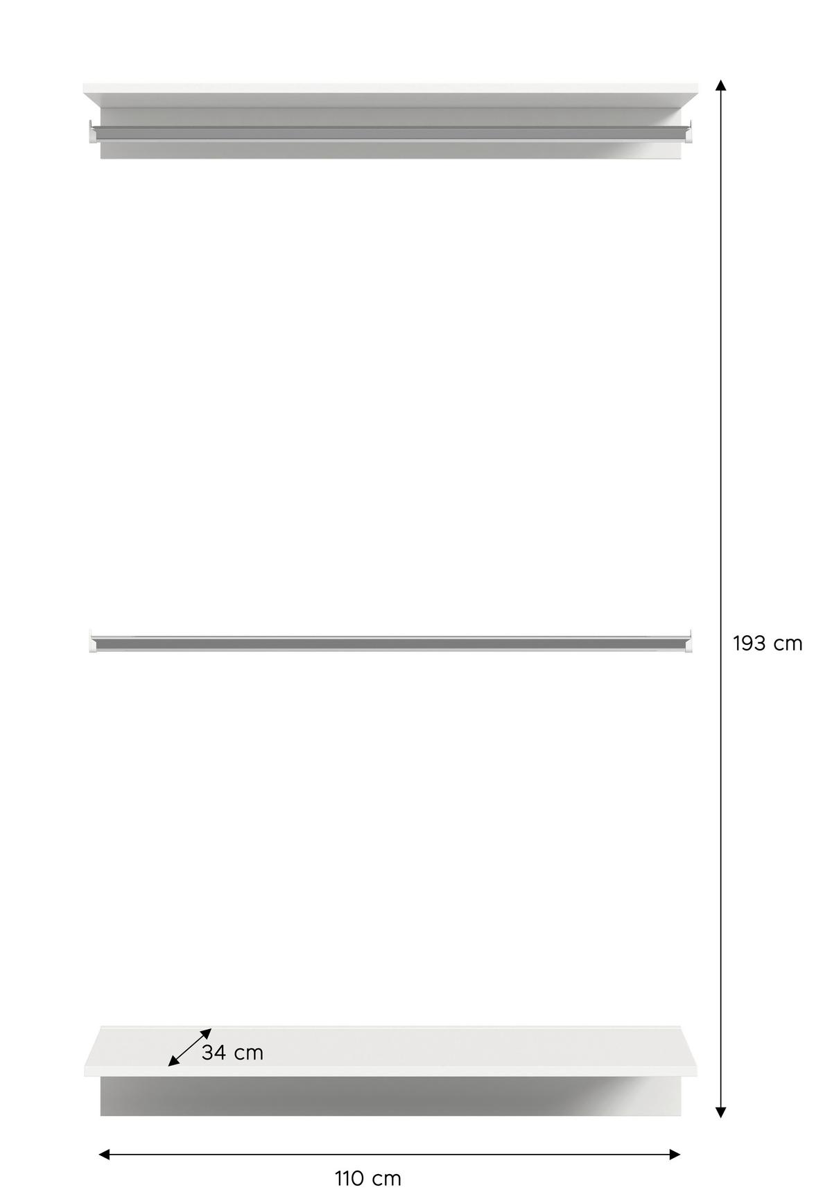 GARDEROBE PROJEKT X - Weiss Hochglanz/Weiss, Design, Holzwerkstoff (110/193/34cm) - Livetastic