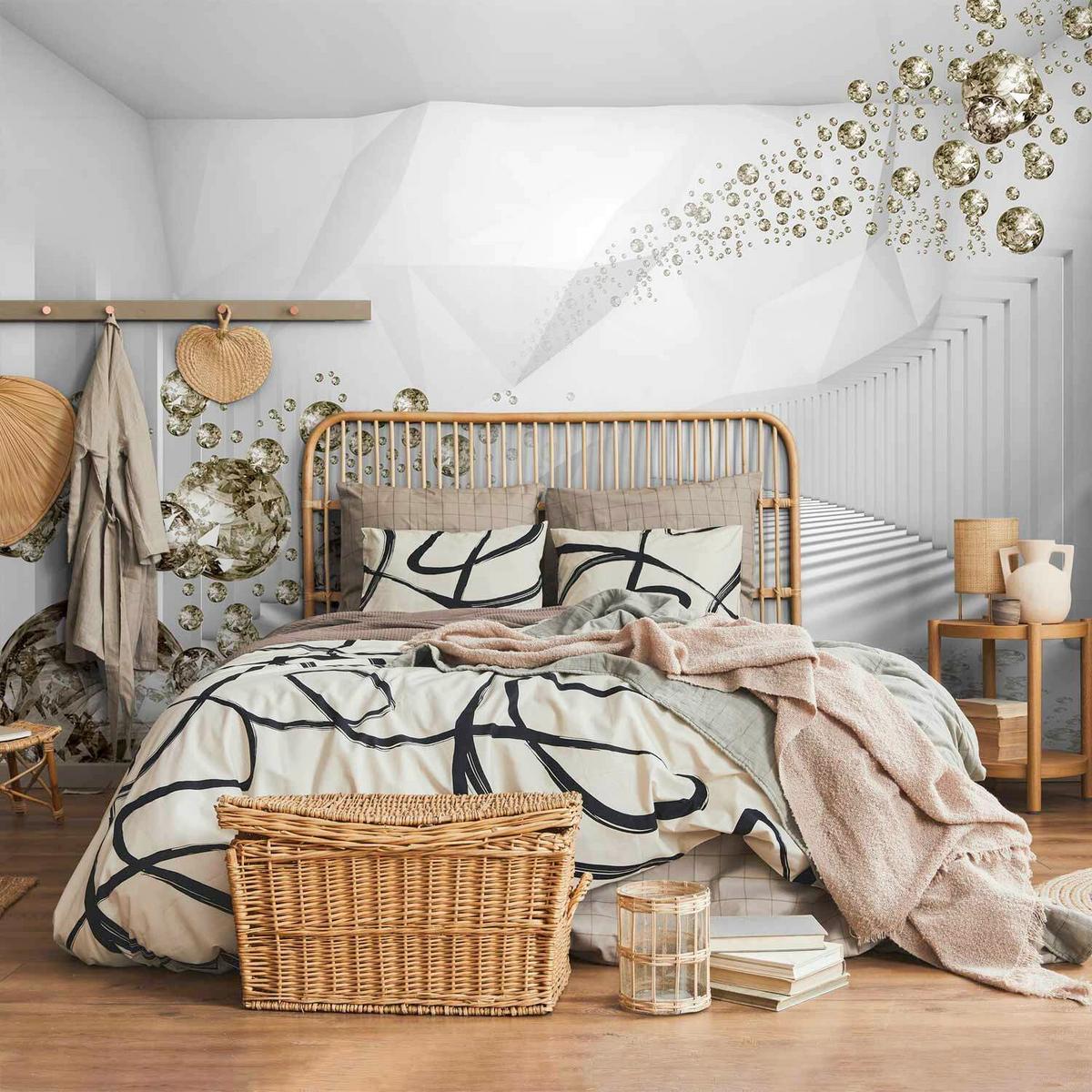 Fototapete Diamond Corridor Grau/Weiß - Weiß/Grau, LIFESTYLE, Textil (400/280cm) - artgeist