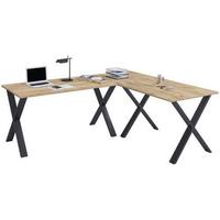 Kotna Pisalna Miza Lona, Barva Hrasta, Črna, 220x190cm - srebrne barve/črna, Moderno, kovina/leseni material (220/190/76cm) - MID.YOU