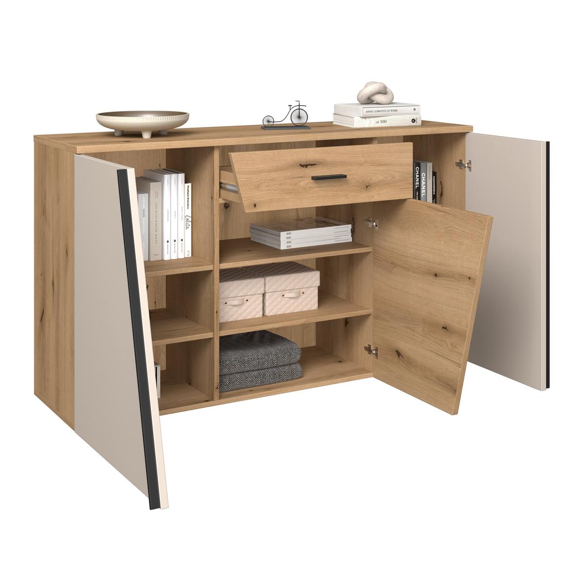 Venedig New Komoda - kašmir/boje hrasta, Moderno, drvni materijal/plastika (150/87/40cm) - Modern Living