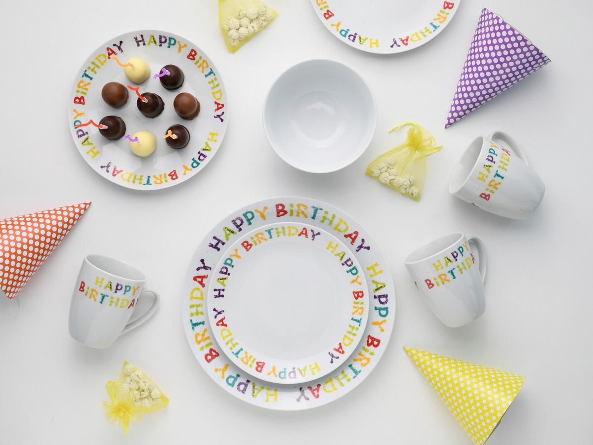 Kombinirani Servis Happy Birthday, 16-Delni - večbarvno, Basics, keramika - Creatable