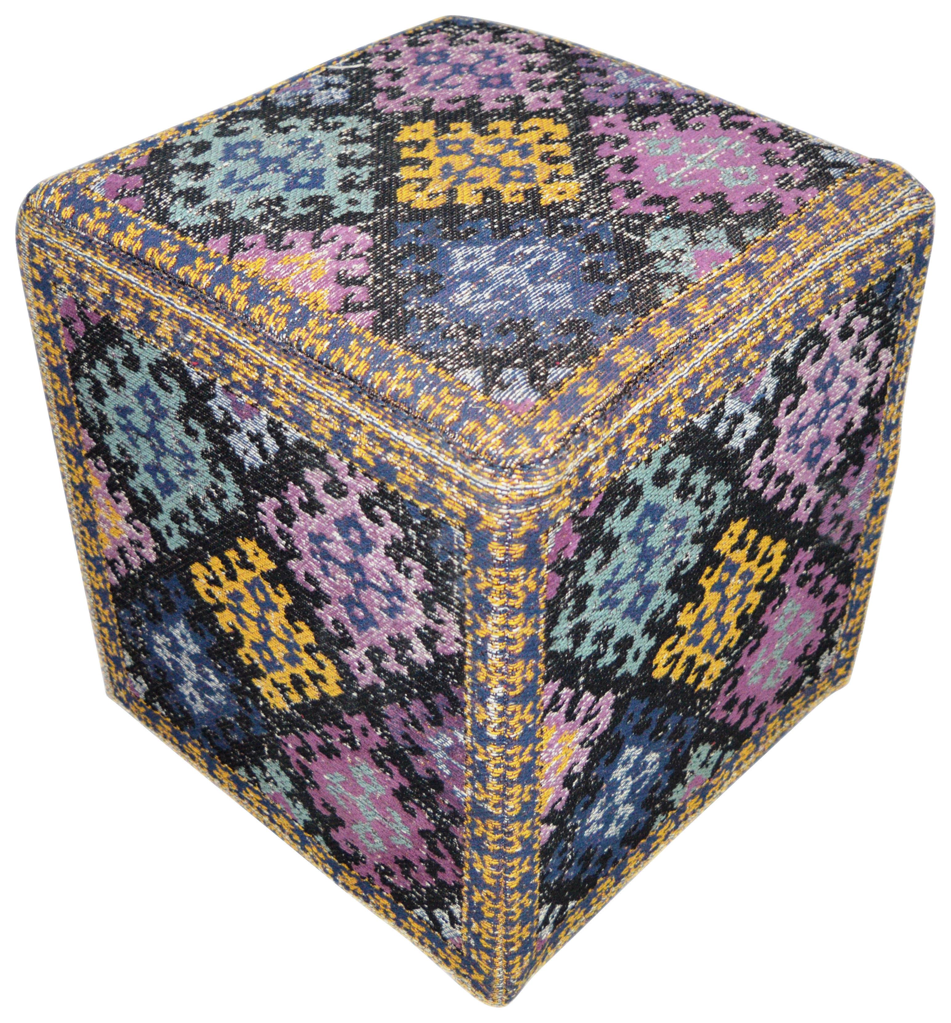 POUF SOLITAIRE 100 - Blau/Gelb, Design, Textil (42/42/45cm) - Kayoom