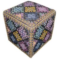 POUF SOLITAIRE 100 - Blau/Gelb, Design, Textil (42/42/45cm) - Kayoom