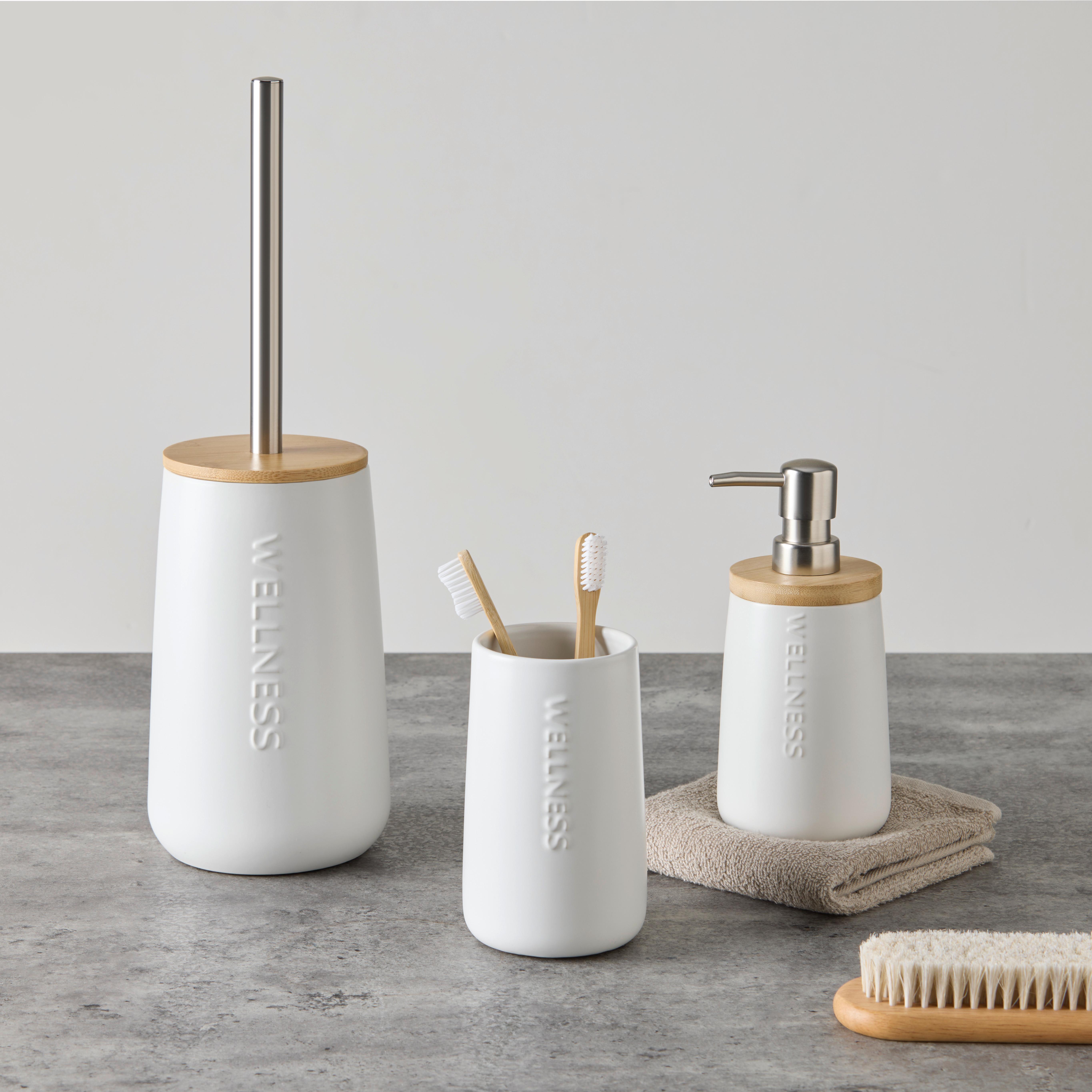 ZEEPDISPENSER EDNA - Wit/Nikkelkleuren, Modern, Kunststof/Keramiek (8,5cm) - Mömax