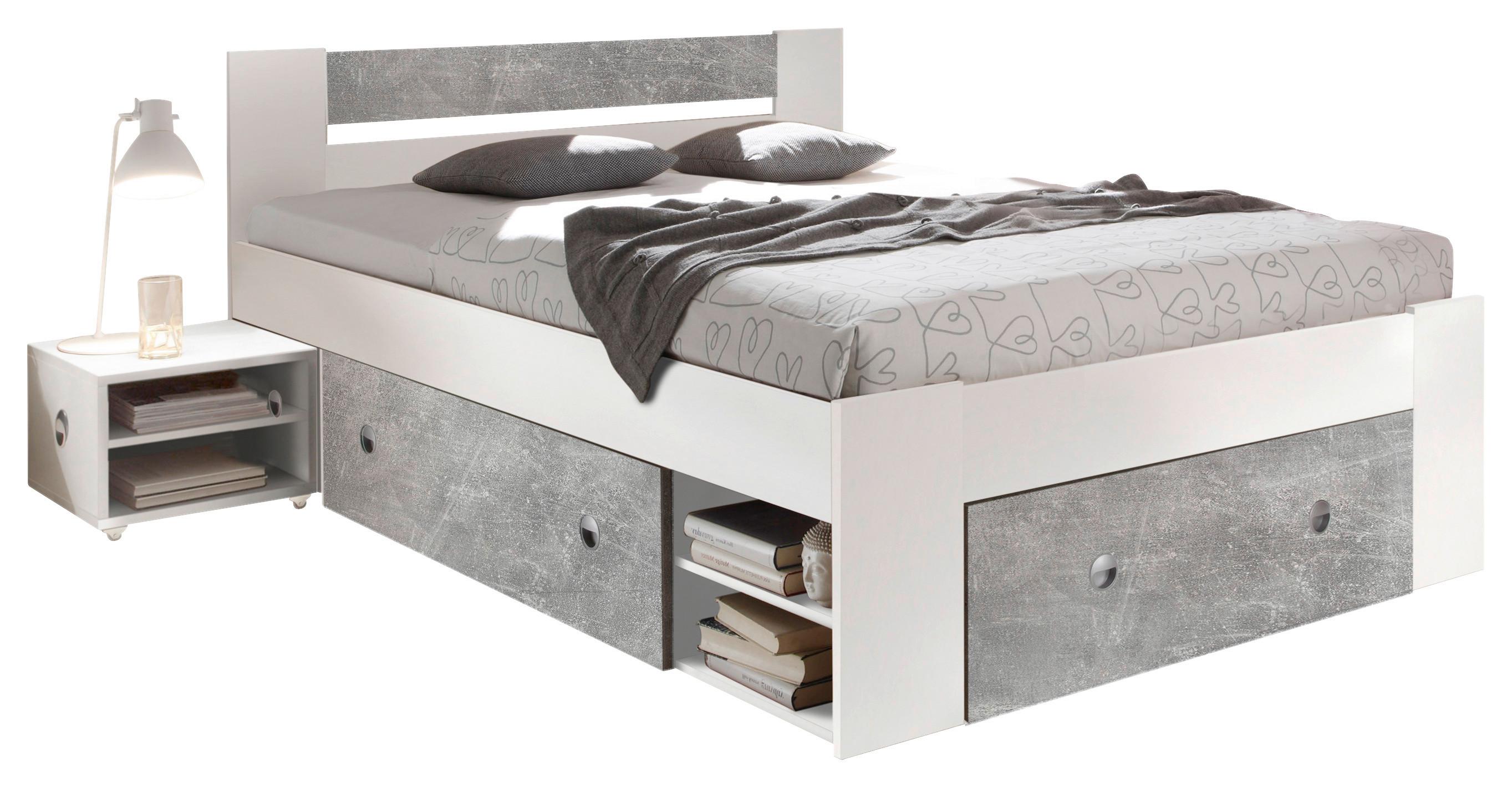 Posteljna Garnitura Stefan, S Predali, 140x200 - siva/bela, Moderno (140/200cm) - Boxxx