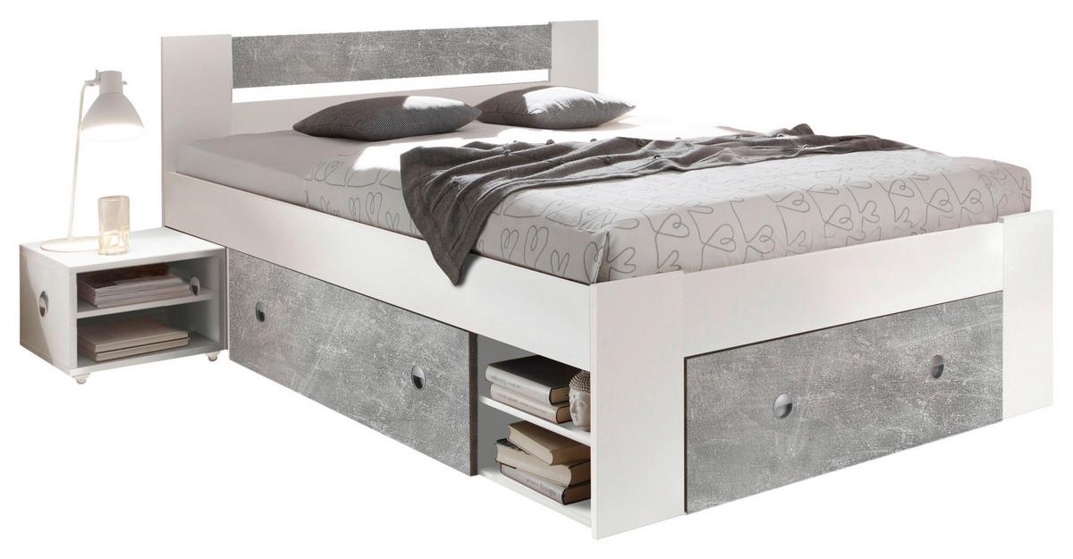 Posteljna Garnitura Stefan, S Predali, 140x200 - siva/bela, Moderno (140/200cm) - Boxxx