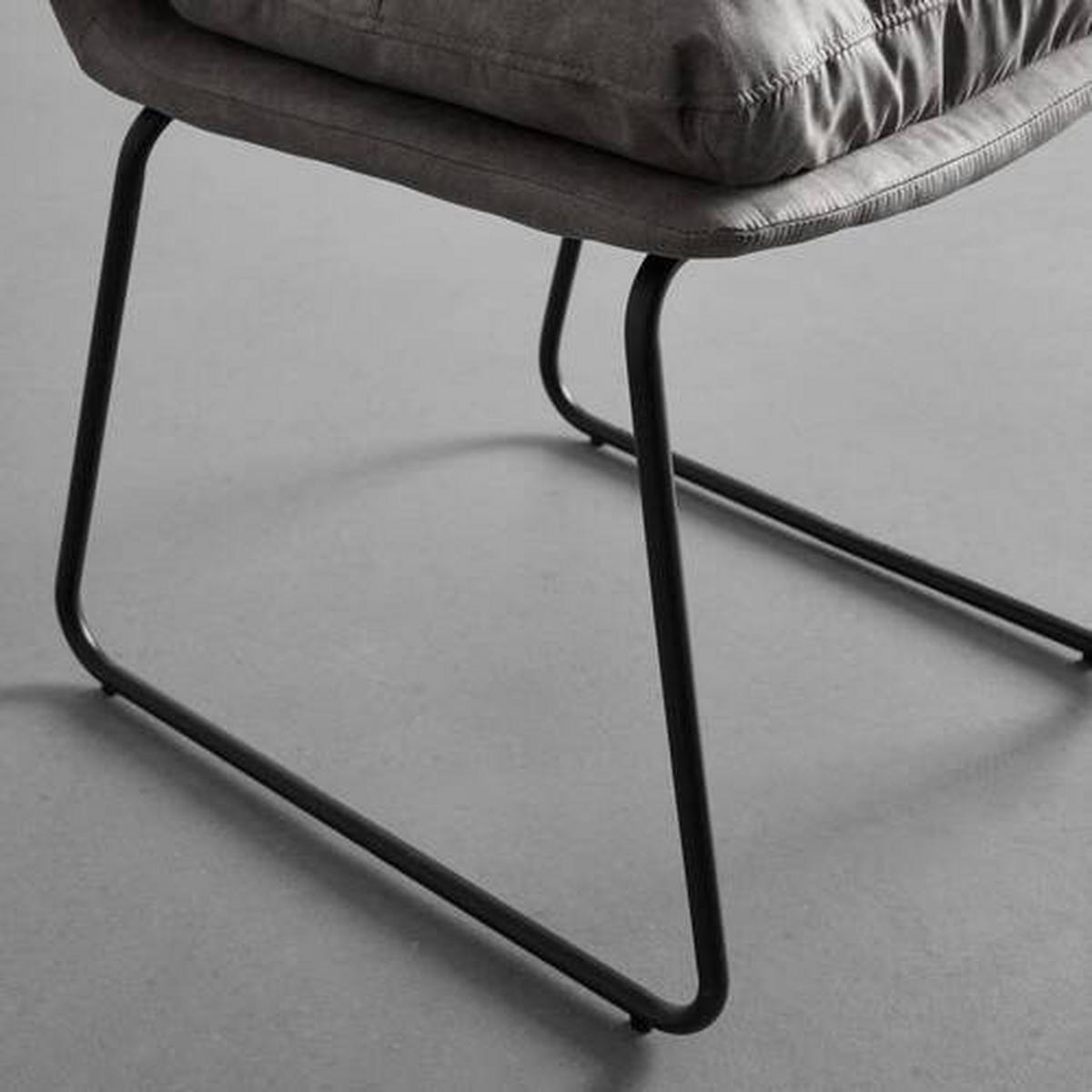 Stuhl Kona Grau Mikrofaser Gepolstert - Schwarz/Grau, MODERN, Holz/Textil (48/90/65cm) - Bessagi Home