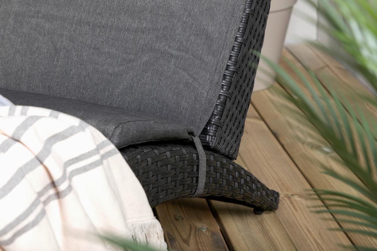 Sonnenliege Archie ca. 64x84x158 cm Schwarz - Schwarz, KONVENTIONELL, Kunststoff (64/84/158cm) - Gardenson