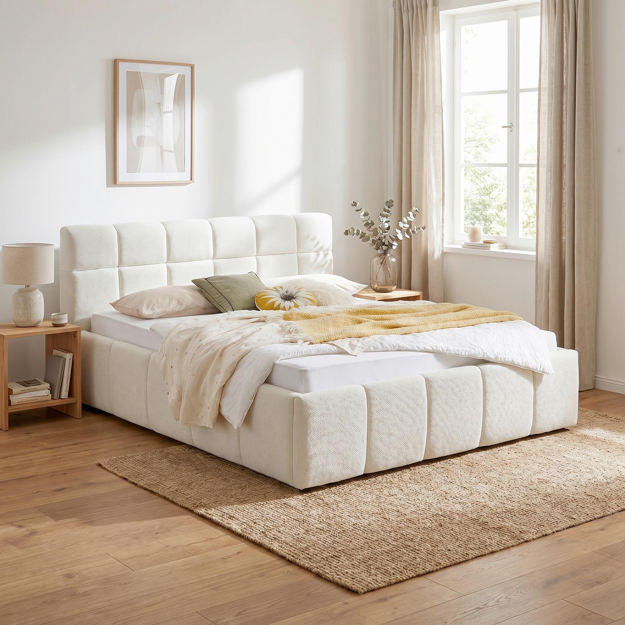 Polsterbett Ascona Creme Ca. 180x200cm - Creme/Schwarz, Konventionell, Kunststoff/Textil (180/200cm) - Mömax