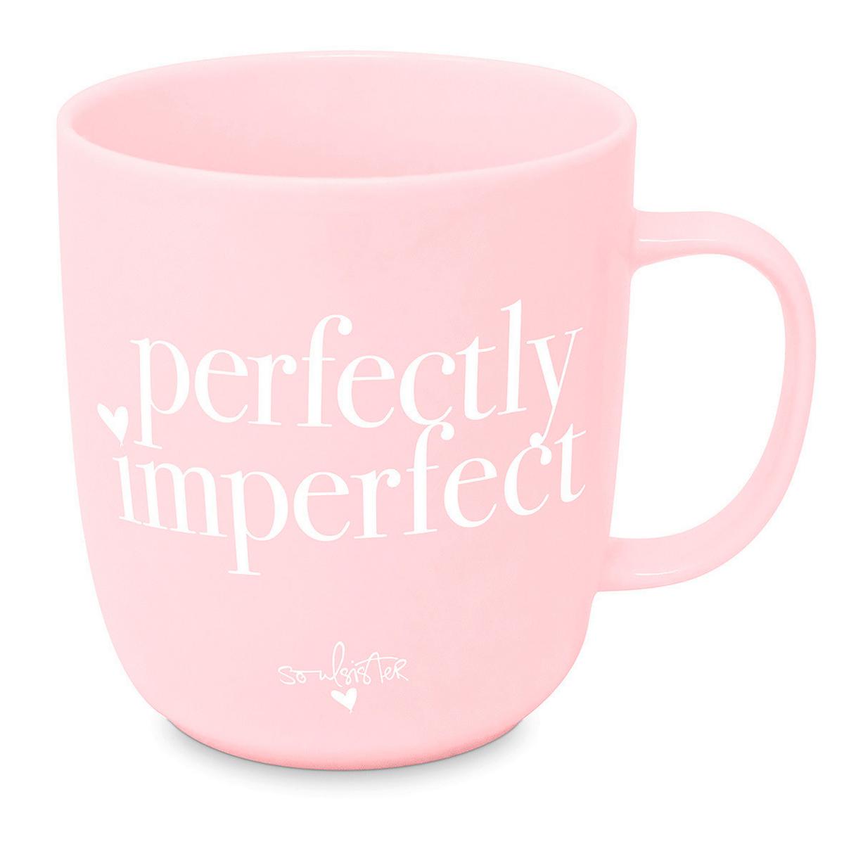 Kaffeebecher Perfectly aus Porzellan ca. 350ml - Rosa/Weiß, MODERN, Keramik (9/10cm)