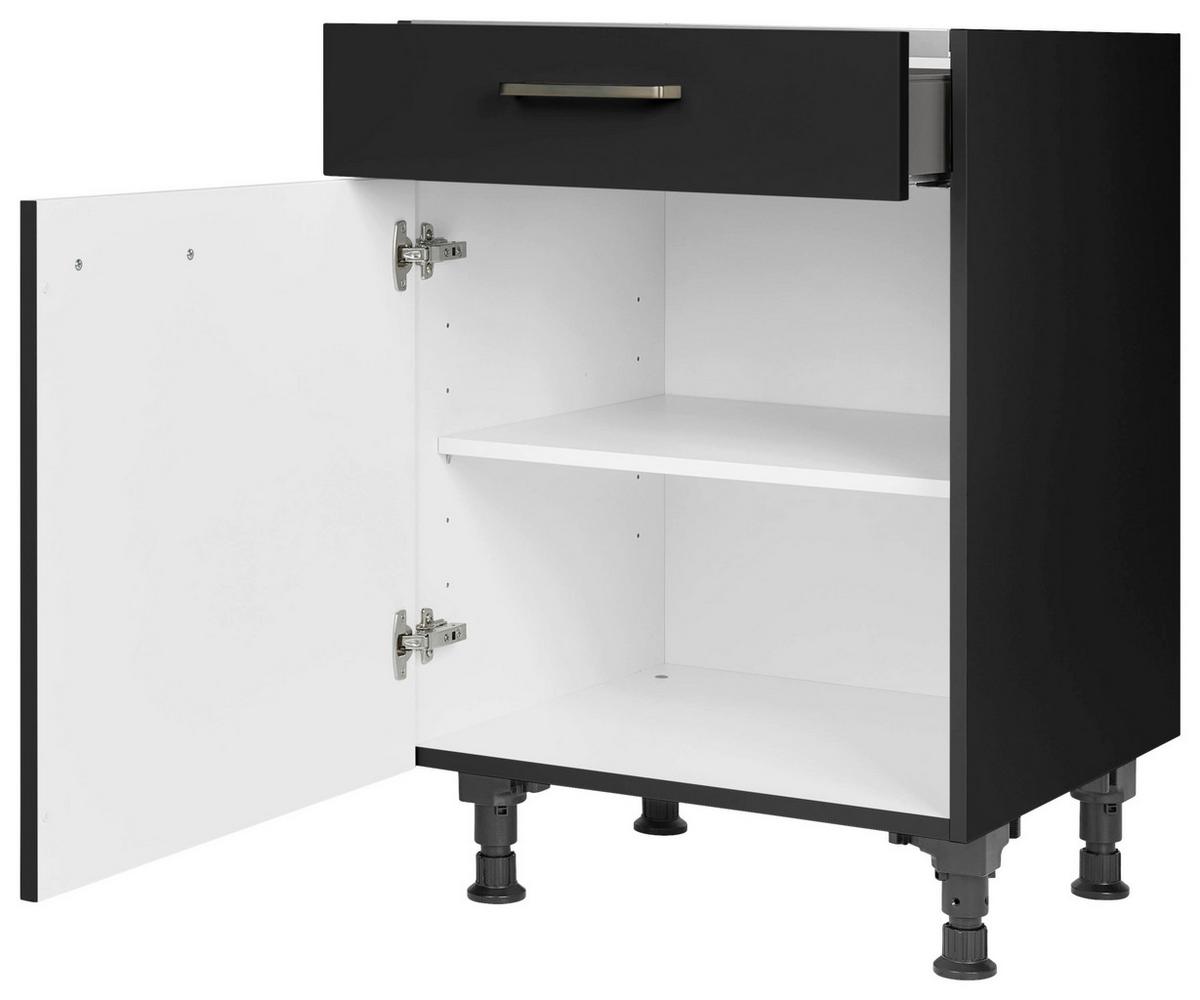 Kochfeldumbauschrank Touch Schwarz - Edelstahlfarben/Schwarz, MODERN, Holzwerkstoff/Metall (60/87/56cm) - Nobilia