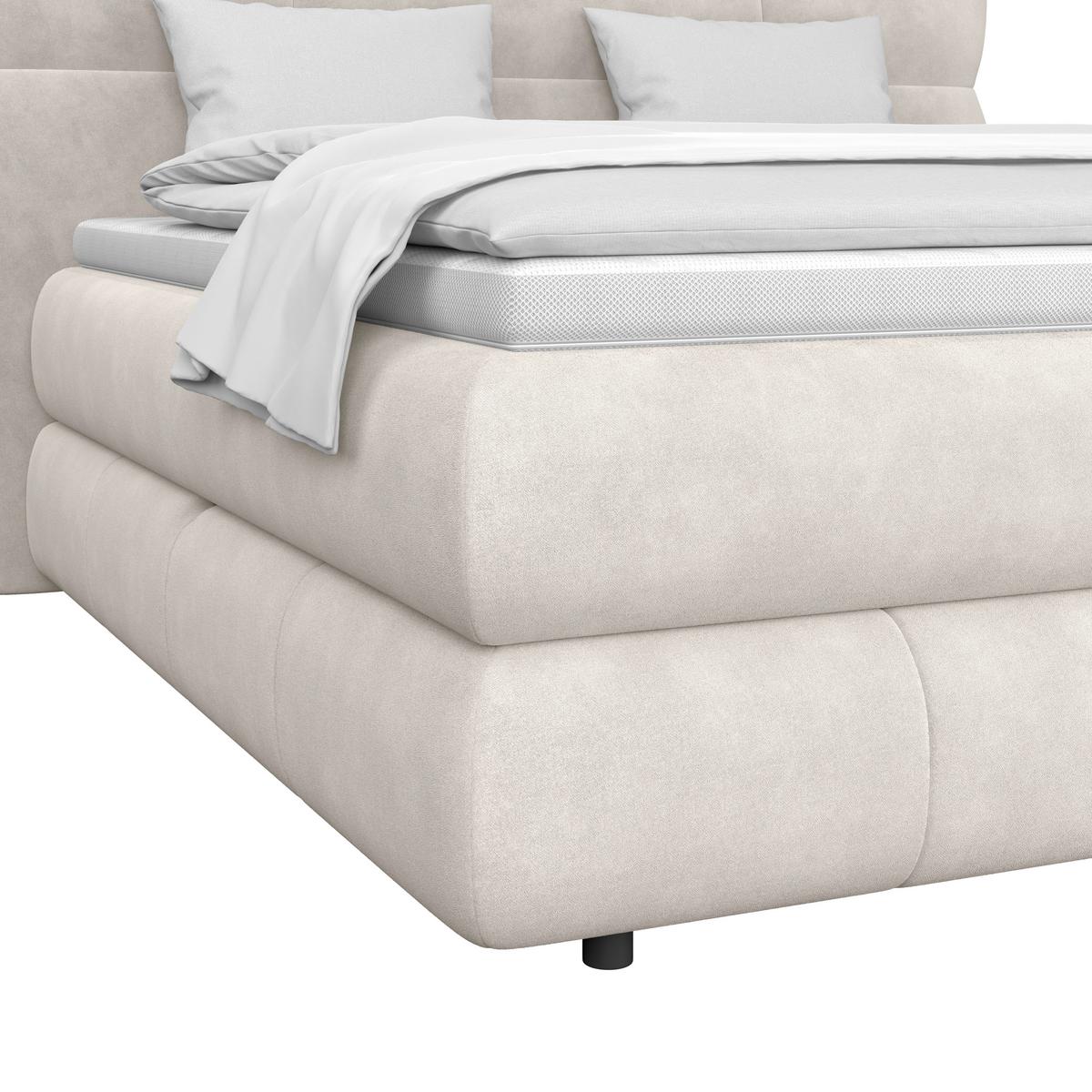 Boxspring Krevet Carmelo - bež/crna, Trend, tekstil/plastika (160/200cm) - Premium Living