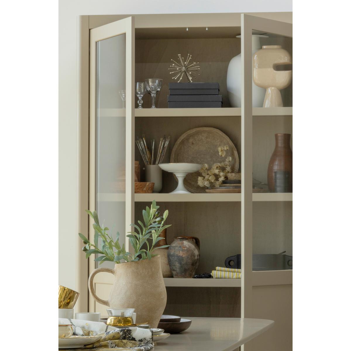 Vitrine Gunnar Schlammfarben B: 120 cm - Schlammfarben/Schwarz, Design, Holz/Metall (120/217/48cm) - Livetastic