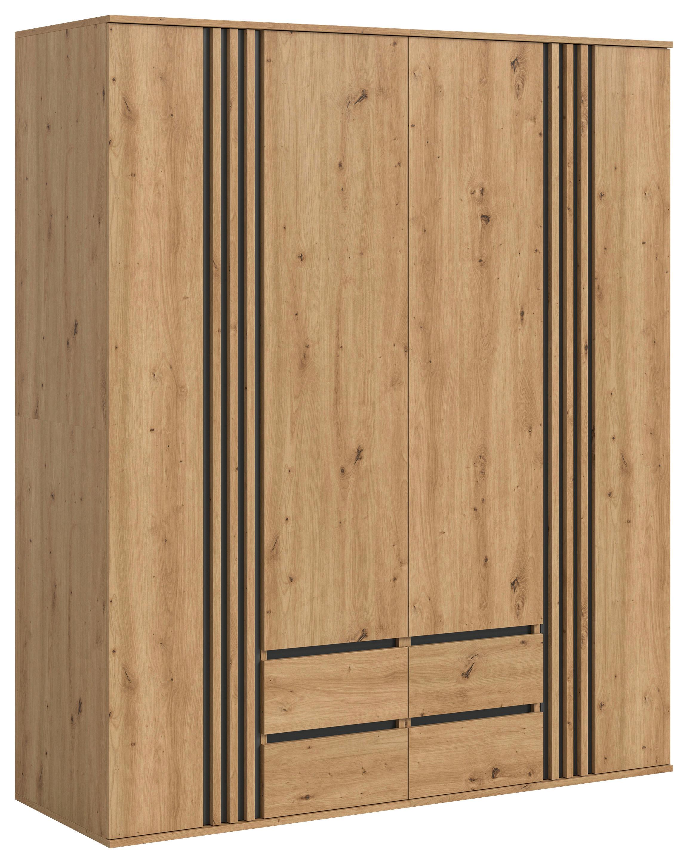 Drehtürenschrank TOFTA Eiche Artisan, Anthrazit - Anthrazit/Eiche Artisan, ROMANTIK / LANDHAUS, Holzwerkstoff (160/192/56cm) - Livetastic