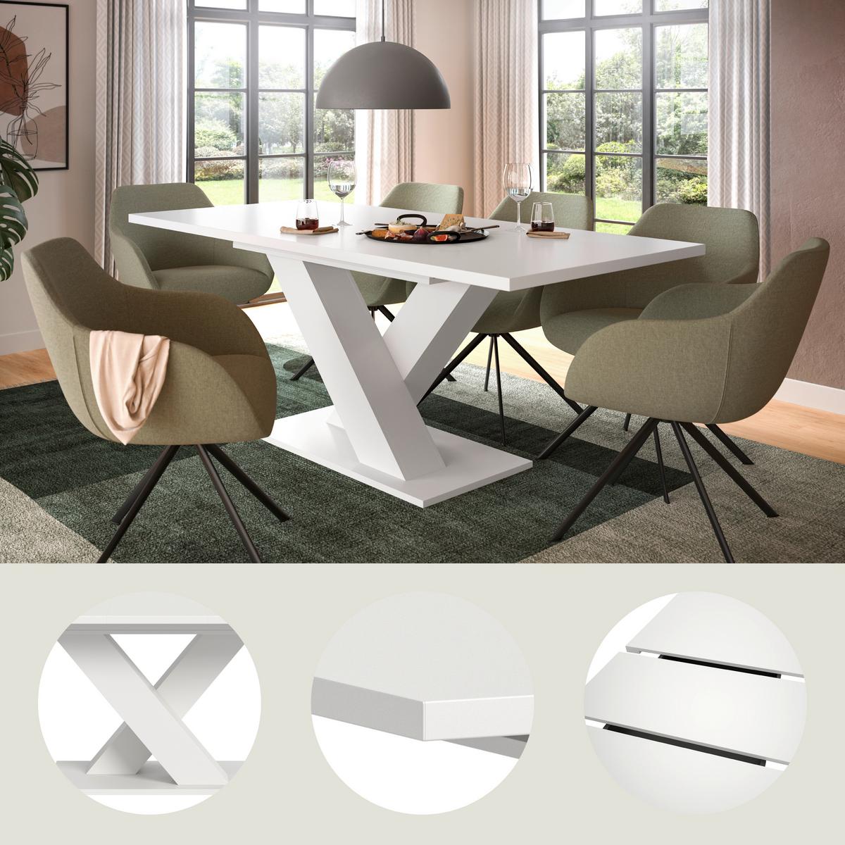 ESSTISCH MARLON 150 AZ - Weiss, Konventionell, Holzwerkstoff (150-190/90/76cm) - MID.YOU