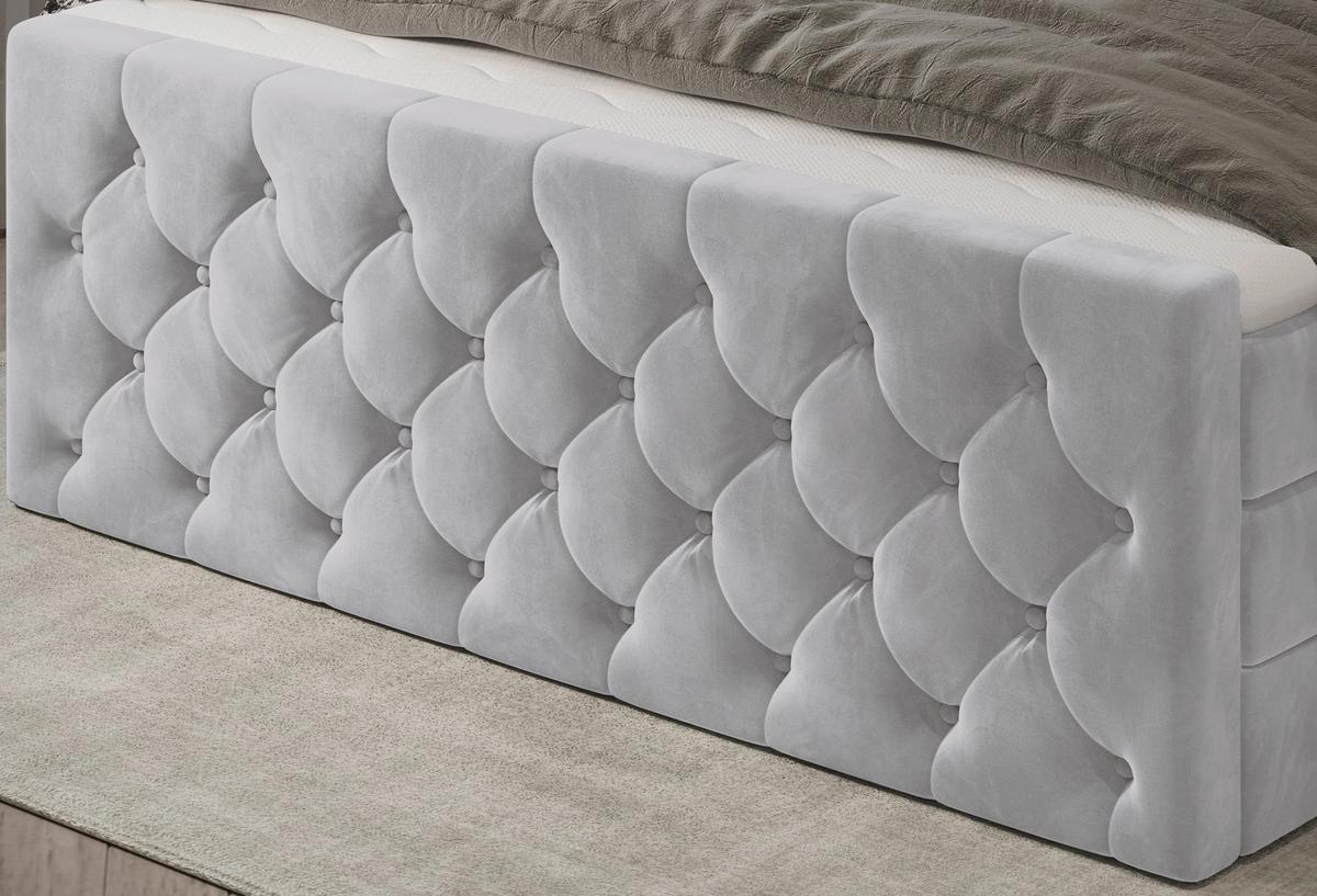 PAT BOXSPRING ELIO - argintiu/bej, Romantik / Landhaus, textil (140/200cm) - James Wood