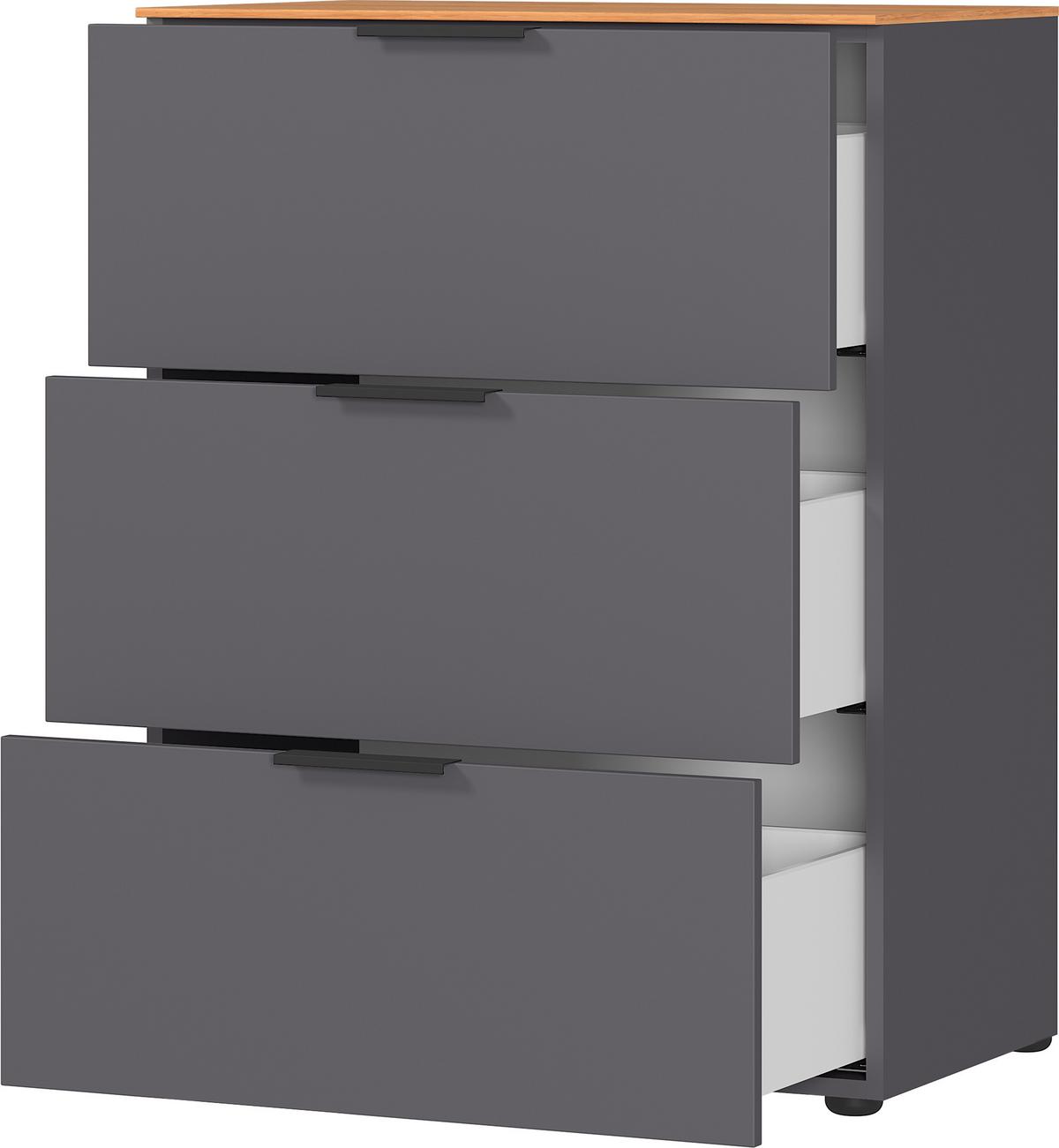 Kommode California in Eichenfarben/Graphit - Eichefarben/Graphitfarben, Modern, Holzwerkstoff/Metall (68/98/40cm) - Premium Living