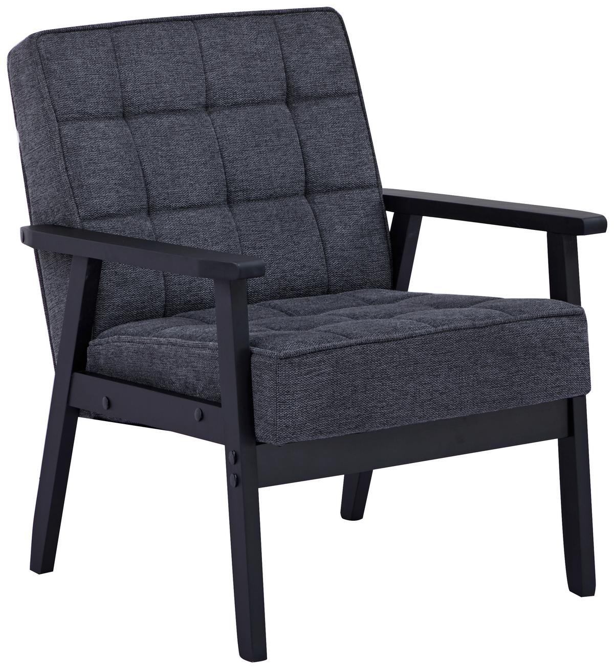 FOTEL JANINA - czarny/szary, Design, drewno/tkanina (64/77,5/67cm) - Ti'me