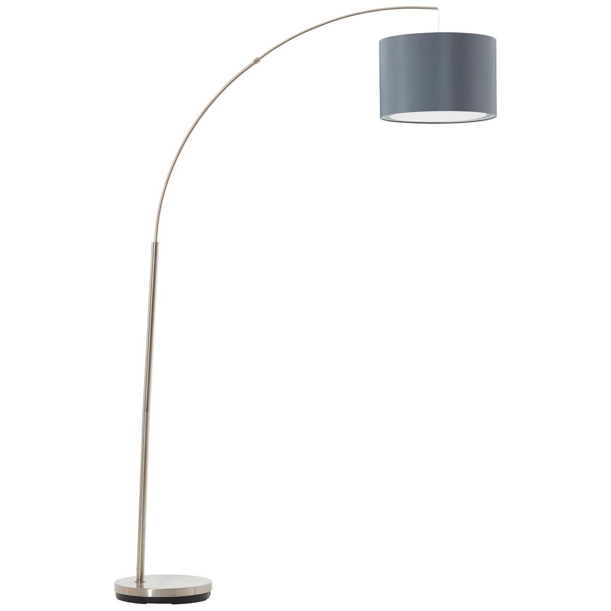 Bogenleuchte Clarie max. 60 Watt - Silberfarben/Hellgrau, Design, Textil/Metall (36/180cm) - Brilliant
