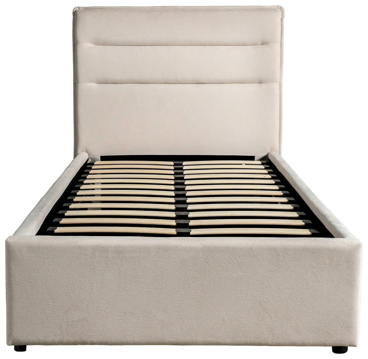Tapecirani Krevet Sienna - prirodne boje/bež, Lifestyle, drvo/metal (90/200cm) - Based
