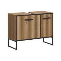 Waschbeckenunterschrank Bagno Eiche Artisan/Schwarz - Schwarz/Eiche Artisan, Trend, Holzwerkstoff/Kunststoff (80/63/36cm) - MID.YOU