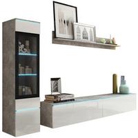 Dnevni Regal Vera, Bela, Siva, 3-Delno, Led - siva/bela, Trendi, umetna masa/steklo (210/130/33cm) - P & B