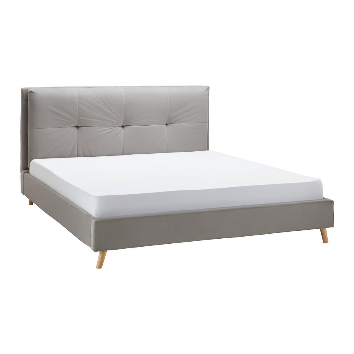 Polsterbett Camilla ca. 180x200 cm Hellgrau - Hellgrau/Naturfarben, MODERN, Holz/Holzwerkstoff (180/200cm) - Bessagi Home