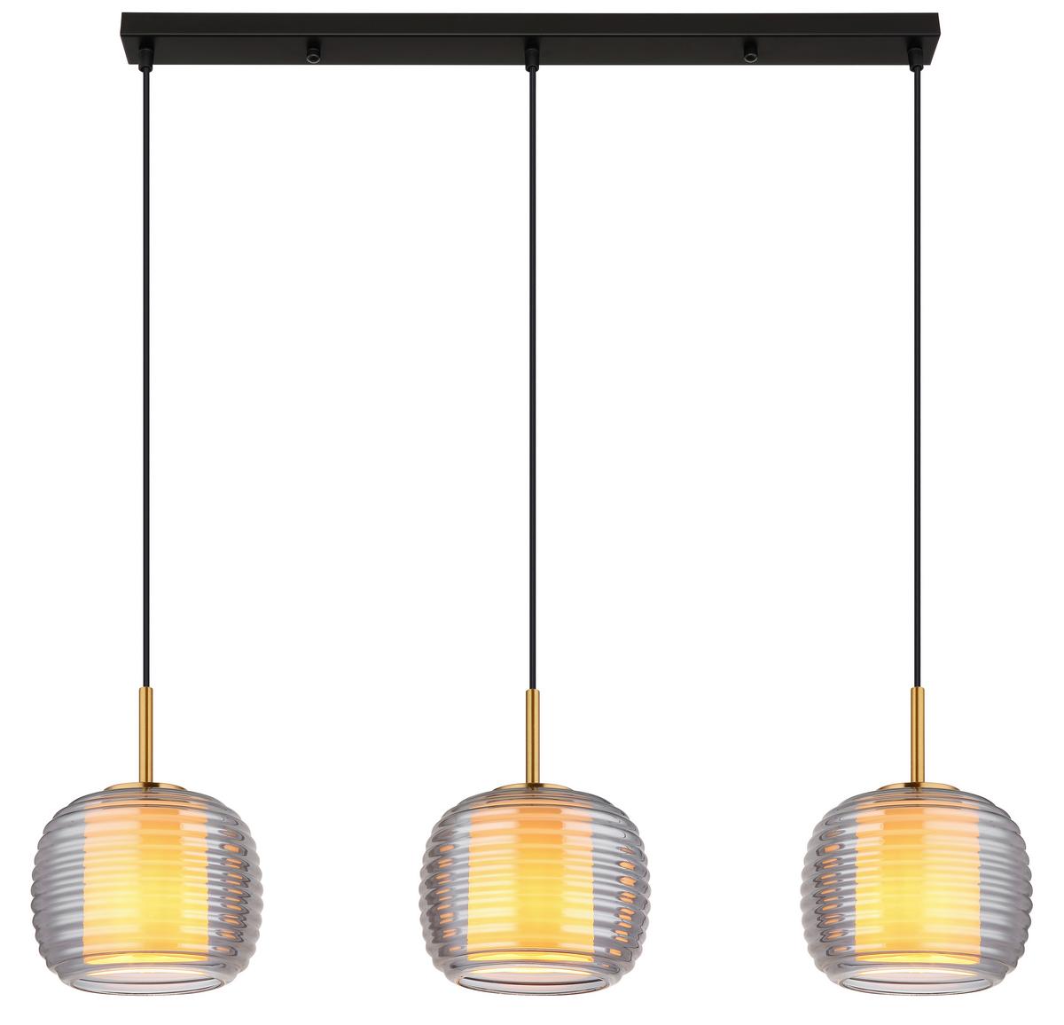 Hängeleuchte Lampigna Schwarz/Messingfarben max. 60W - Messingfarben/Schwarz, Konventionell, Glas/Kunststoff (91/21/150cm) - Globo