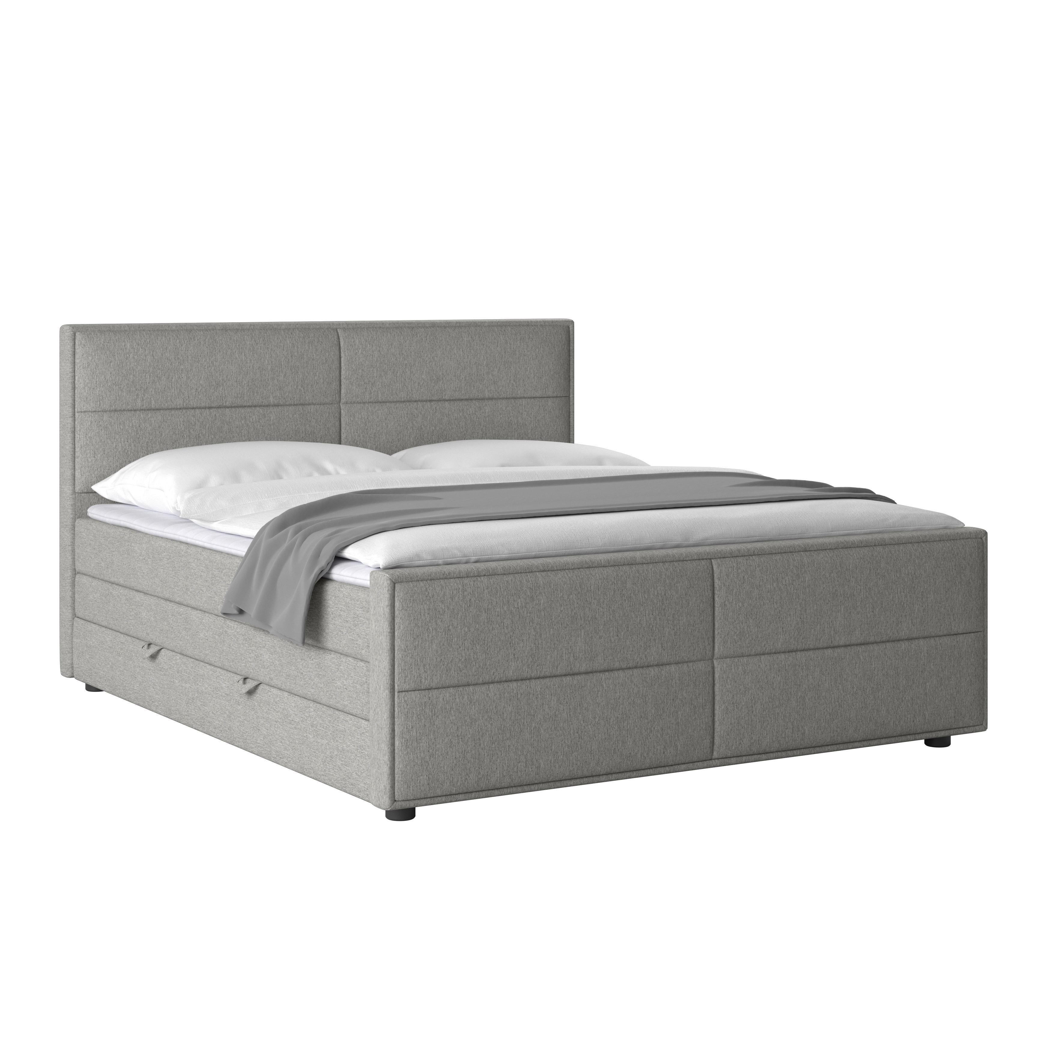 Boxspringbett Palermo ca. 180x200 cm Silberfarben - Silberfarben/Schwarz, MODERN, Karton/Holzwerkstoff (180/200cm) - MID.YOU