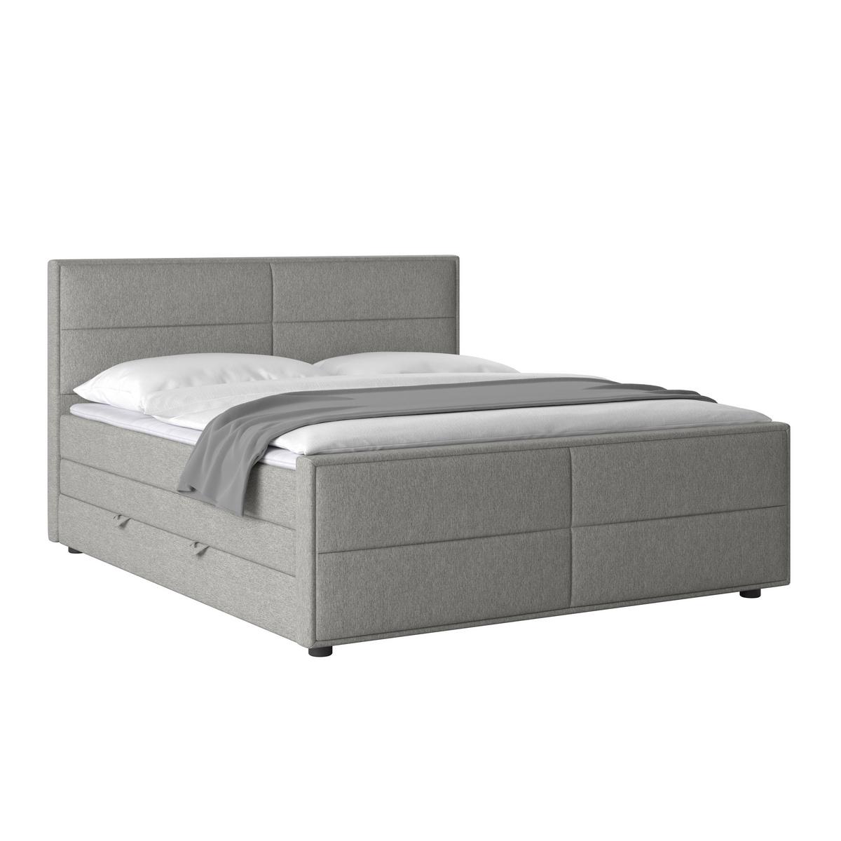 Boxspringbett Palermo ca. 180x200 cm Silberfarben - Silberfarben/Schwarz, MODERN, Karton/Holzwerkstoff (180/200cm) - MID.YOU