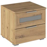 Nachtkästchen Mars 2L-GR Eiche Artisan/Klar - Klar/Alufarben, KONVENTIONELL, Glas/Holzwerkstoff (47/43/42cm) - Mömax