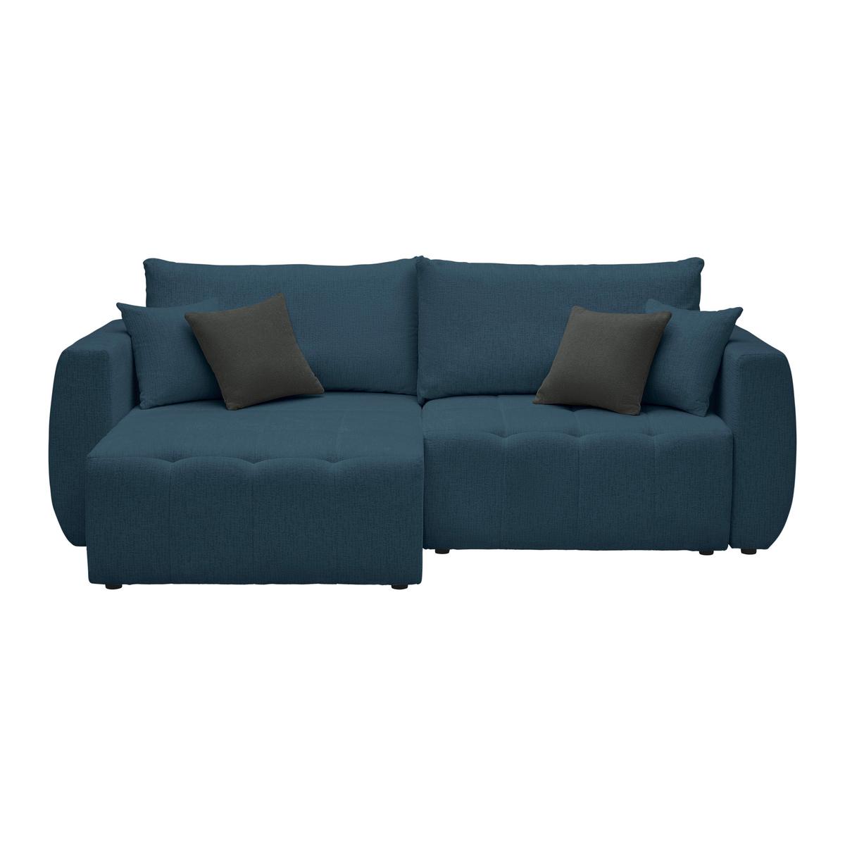 Schlafsofa Bologna Dunkelblau - Schwarz/Dunkelblau, Kunststoff/Textil (245/74-90/104cm) - Mömax