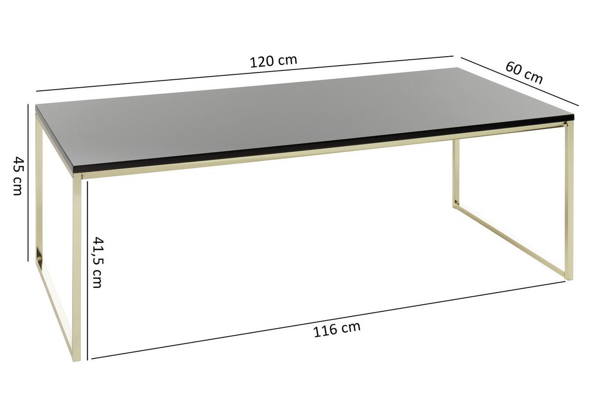 Couchtisch Riva in Schwarz/Gold - Goldfarben/Schwarz, Design, Holzwerkstoff/Metall (120/60/45cm) - MID.YOU