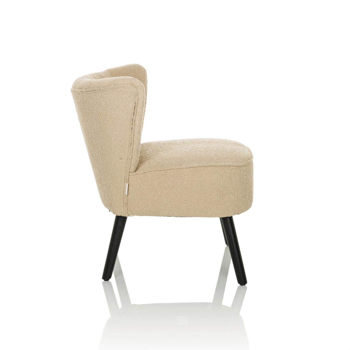 Naslanjač Maniso, Bež - črna/bež, Moderno, tekstil/les (72/77/65cm) - MID.YOU