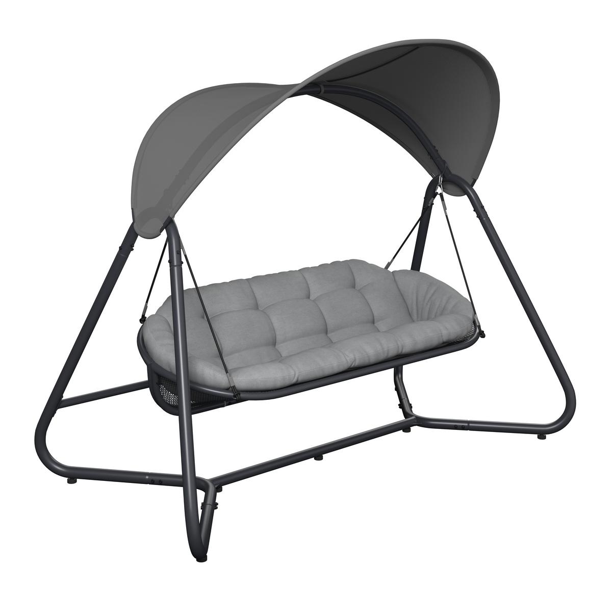 Hintaágy Holiday - világosszürke/antracit, Modern, textil/fém (234/141,5/200cm) - Mömax