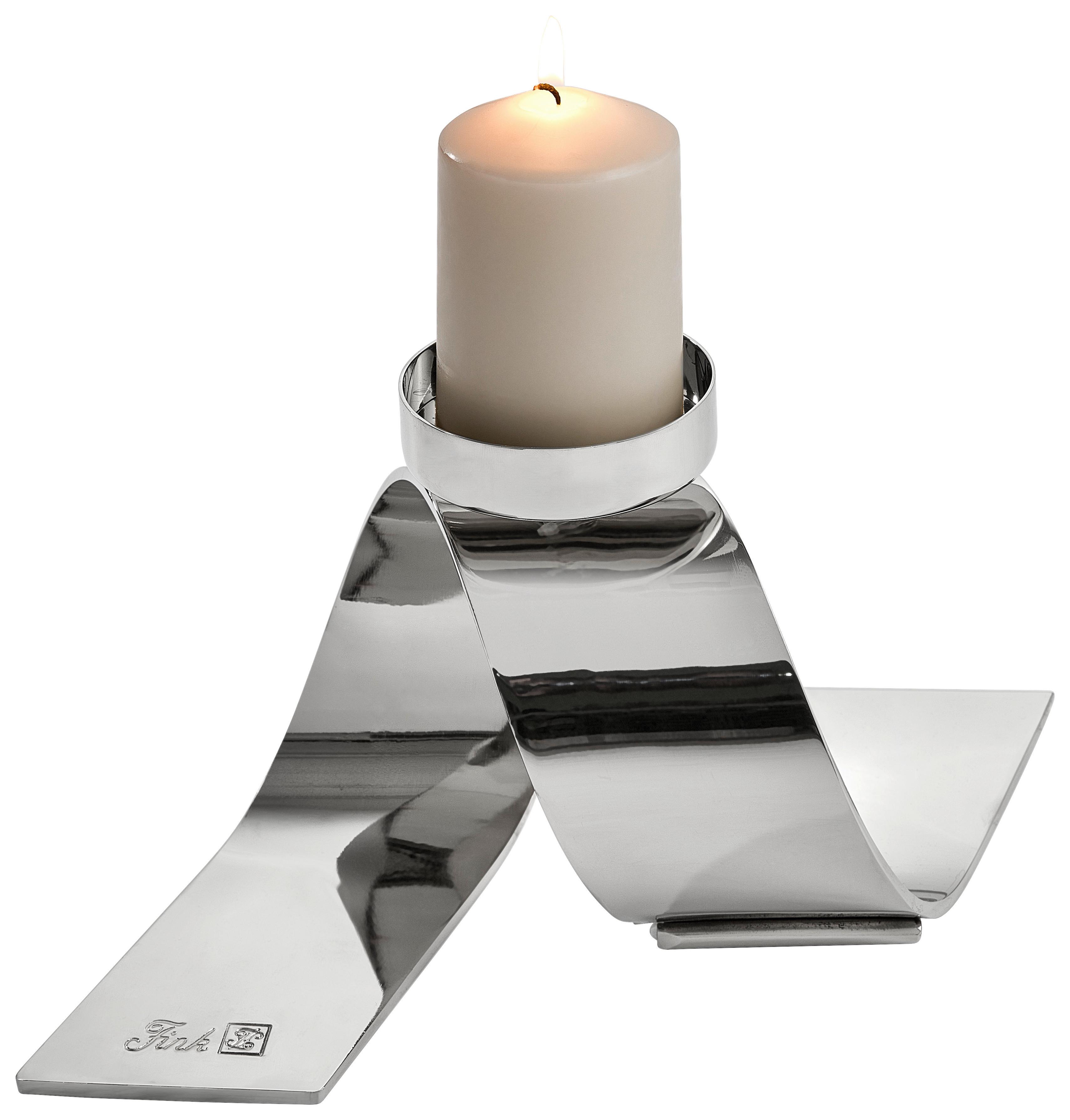 ŚWIECZNIK 140014 - TWISTER - kolor srebrny, Basics, metal (25/12/14cm) - Fink