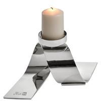 ŚWIECZNIK 140014 - TWISTER - kolor srebrny, Basics, metal (25/12/14cm) - Fink