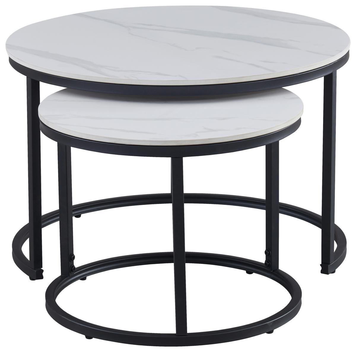 Set Stolića 2/1 Oscar - bijela/crna, Moderno, kamen/metal (70/50/45/39cm) - Modern Living