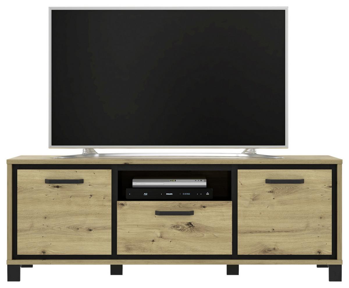 Unterschrank "Trondheim" , Schwarz, Eiche - Eichefarben/Schwarz, Basics, Holzwerkstoff/Kunststoff (158,4/58,9/41,5cm) - Livetastic