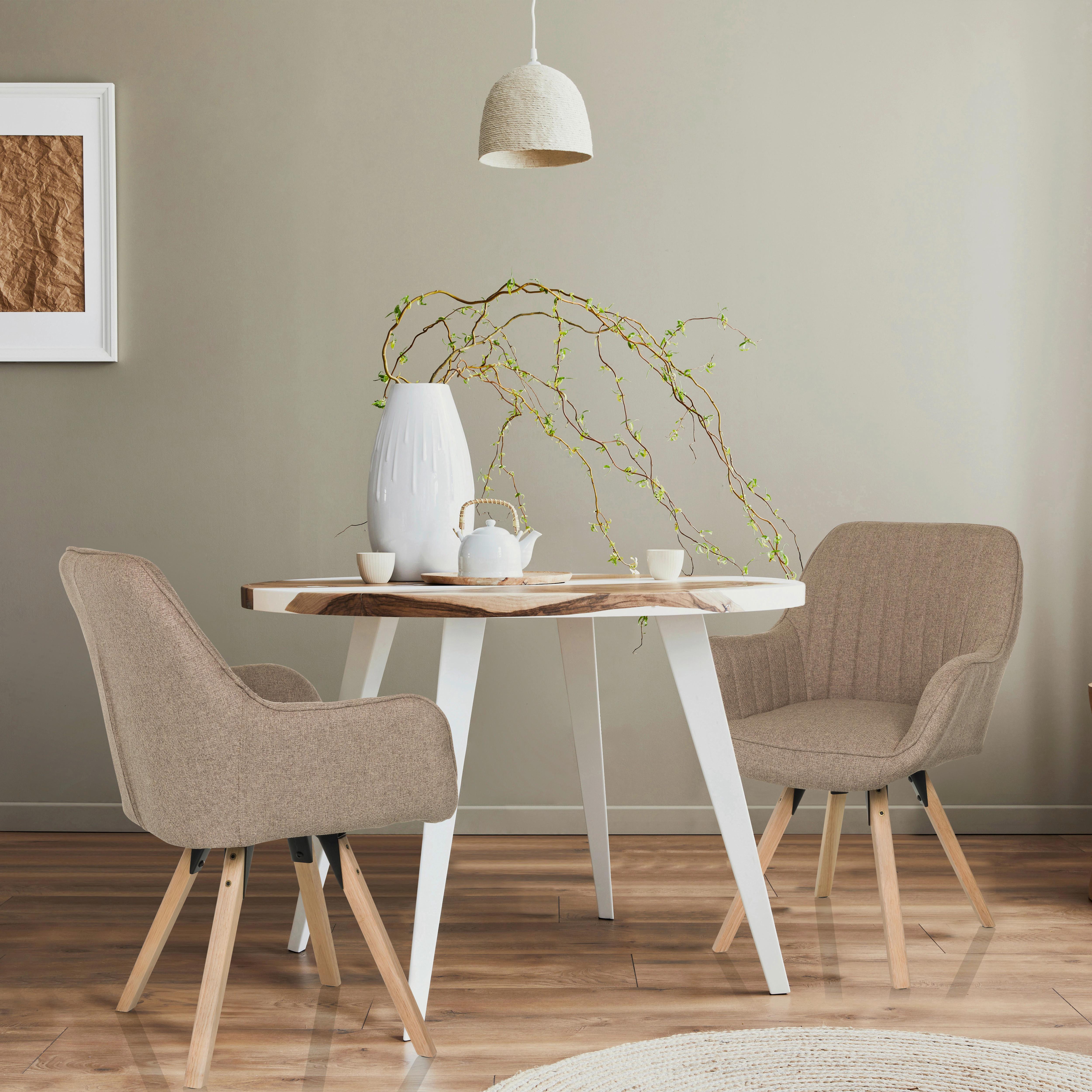 Naslanjač Scandi Soft, Bež - barve bukve/bež, Moderno, tekstil/les (56/84/62cm) - MID.YOU